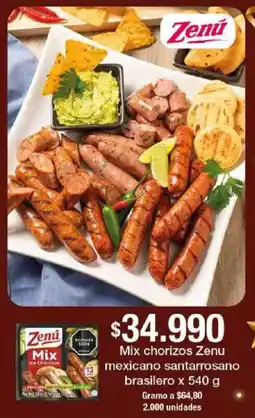 Jumbo Mix chorizos Zenu mexicano santarrosano brasilero oferta