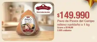 Pavo de Pavos del Campo relleno navideño