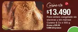 Jumbo Cuisine & Co. pavo entero congelado sin visceras y sin marinar oferta