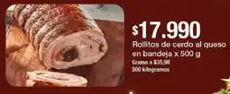 Jumbo Rollitos de cerdo al queso en bandeja oferta