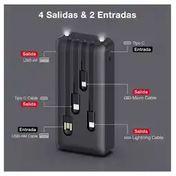 Falabella Batería Portátil 20000mAh 1hora GAR159 Carga Rápida Color Negro oferta