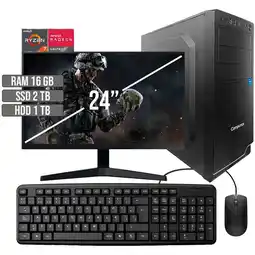 Falabella COMPUTADOR RYZEN 7-5700G SSD 2TB HDD 1TB RAM 16GB LED 24 FHD oferta