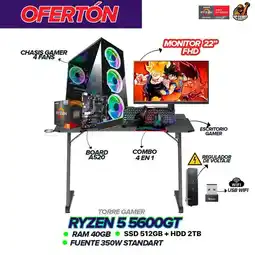 Falabella PC Gamer Ryzen 5 5600GT / 40GB RAM / 2.5TB SSD / A520 / 350W / Monitor 22 FHD oferta