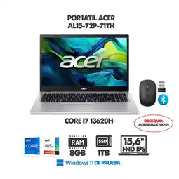 Falabella PORTATIL INTEL CORE I7 13620H - 16 FHD IPS - RAM 8GB DDR5 - SSD 1TB M2 + MOUSE BLUETOOTH oferta