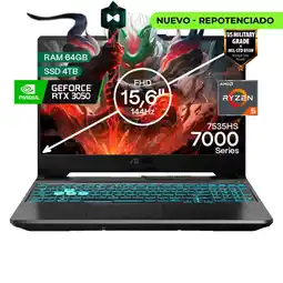 Falabella Portátil Gamer TUF AMD Ryzen 5 RAM 64GB SSD 4TB RTX 3050 4GB 144Hz ESPAÑOL oferta