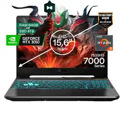 Falabella Portátil Gamer TUF AMD Ryzen 5 RAM 64GB SSD 4TB RTX 3050 4GB 144Hz ESPAÑOL oferta