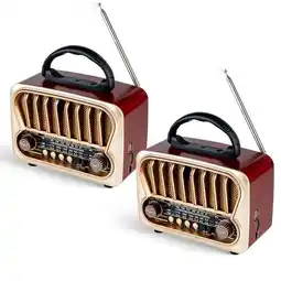Falabella Set X 2 Radio Vintage AM FM SW con Bluetooth USB Recargable Rojo Caoba oferta
