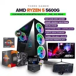 Falabella TORRE GAMER Ryzen 5 5600G/ RAM 32GB/ M.2 512GB+ MONITOR ACER NITRO 27 IPS 180Hz oferta