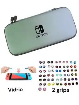 Falabella Estuche Rígido Viaje Verde - Azul + Vidrio + 2 Grips Para Switch oferta