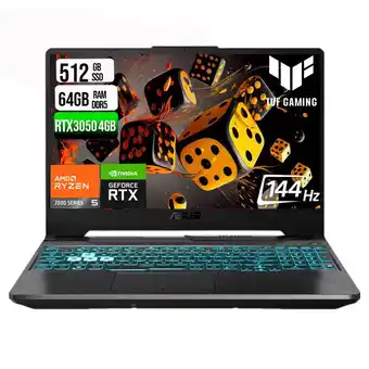 Falabella TUF A15 AMD RYZEN 5 7535HS SSD 512GB RAM 64GB DDR5 15,6 FHD RTX 3050 4GB oferta