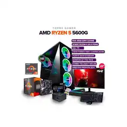 Falabella PC Gamer Ryzen 5 5600G/RAM 40GB/SSD 1TB/350W/Board A-520M-K + Monitor 22 FHD oferta