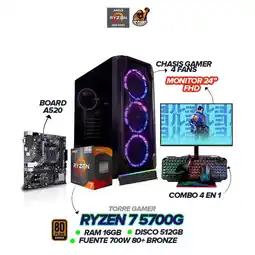 Falabella PC Ryzen 7 5700G / 16GB RAM / 512GB SSD / 700W / Monitor 24 FHD + Combo 4 en 1 oferta