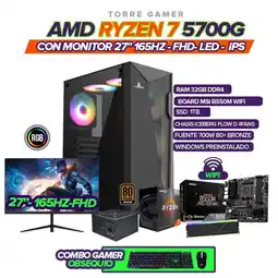 Falabella PC GAMER 5700G BOARD B550 WIFI SSD 1TB RAM 32GB + MONITOR 27 165HZ Y COMBO oferta