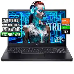 Falabella NITRO AMD RYZEN 5-7535HS RTX 2050 4GB SSD 4TB RAM 40GB LED 15,6 FHD 144Hz oferta