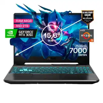 Falabella Portátil Gamer TUF AMD Ryzen 5 RAM 48GB SSD 2TB RTX 3050 4GB 144Hz ESPAÑOL oferta