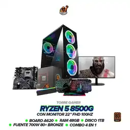 Falabella PC Gamer Ryzen 5 8500G/ RAM 48GB / SSD 1TB / Board A620 / 700W BRZ + Monitor 22 oferta