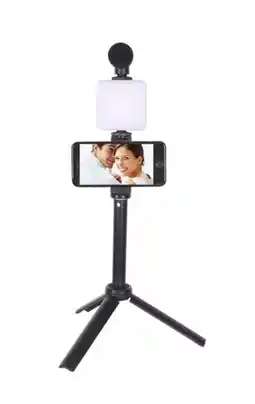 Falabella Kit Streaming Videos Microfono Tripode Luz Led Color Negro oferta