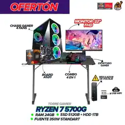 Falabella PC Gamer Ryzen 7 5700G / 24GB RAM / 1.5TB SSD / A520 / 350W / Monitor 22 FHD oferta