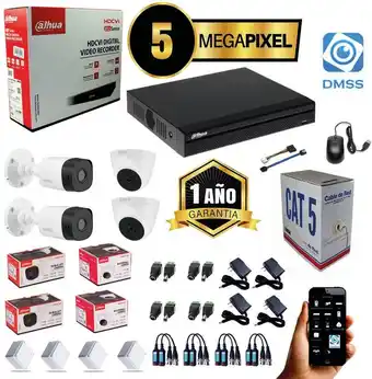 Falabella KIT CAMARAS DE SEGURIDAD 5MP DVR 4 CH + 4 CAMARAS oferta