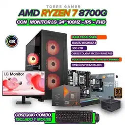 Falabella PC GAMER RYZEN 7 8700G / B650 / RAM 32GB / SSD 2TB / MONITOR 24 100HZ oferta