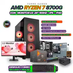 Falabella PC GAMER RYZEN 7 8700G / B650 / RAM 32GB / SSD 512GB / MONITOR 24 100HZ oferta