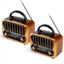 Falabella Set x2 Radio Vintage AMFMSW con Bluetooth USB Recargable Rojo Caoba oferta