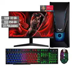 Falabella PC EQUIPO COMPUTADOR GAMER AMD RYZEN 5 5600G SSD 256GB RAM 32GB LED 22 FHD oferta