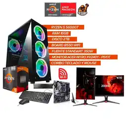 Falabella PC Gamer Ryzen 5 5600GT /RAM 16GB/ SSD 2TB/ Monitor Acer 200Hz PIVOT /B550 Wi-Fi oferta
