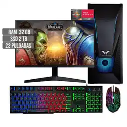 Falabella PC EQUIPO COMPUTADOR GAMER AMD RYZEN 5 5600G SSD 2TB RAM 32GB LED 22 FHD oferta