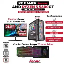 Falabella Computador Gamer Ryzen 5 5600GT RAM 16GB RGB SSD 512GB Monitor 22 Pulgadas 100Hz oferta