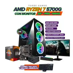 Falabella TORRE GAMER RYZEN 7 5700G/ 32GB RAM /512GB SSD/ A520M/ MONITOR 24 120hz/CHASIS 4FAN oferta