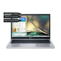 Falabella ACER-AMD Ryzen 5 7520U, SSD 512GB, LPDDR5 16GB, NO DVD, Pantalla 15.6 FHD oferta