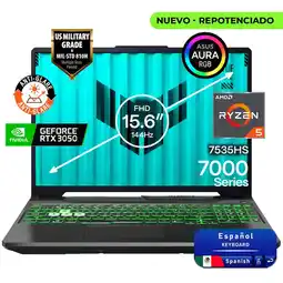Falabella Portátil Gamer TUF AMD Ryzen 5 RAM 16GB SSD 4TB RTX 3050 4GB 144Hz ESPAÑOL oferta