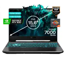 Falabella Portátil Gamer TUF AMD Ryzen 5 RAM 16GB SSD 512GB RTX 3050 4GB 144Hz ESPAÑOL oferta