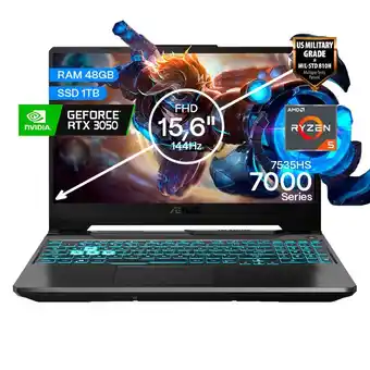 Falabella Portátil Gamer TUF AMD Ryzen 5 RAM 48GB SSD 1TB RTX 3050 4GB 144Hz ESPAÑOL oferta