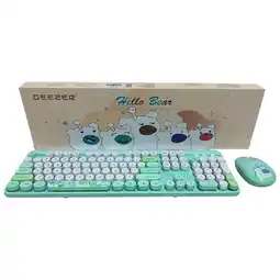 Falabella Combo Inalámbrico Teclado Y Mouse Silencioso Geezer Hello Bear Azul oferta