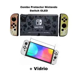 Falabella Acrilico Diseño Negro + Vidrio Protector Para Switch Oled oferta