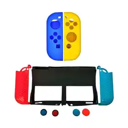 Falabella Set Protector 7 En 1 + 2 Siliconas Control Joycon Amarillo Switch Oled oferta