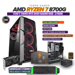 Falabella PC GAMER RYZEN 7 8700G / 3050 6GB/ RAM 16GB / SSD 512GB / CHASIS 6FAN / 600W 80+ oferta