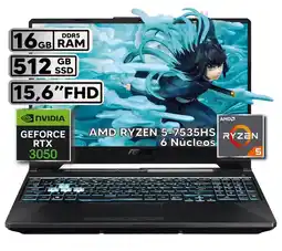 Falabella PORTÁTIL GAMER RYZEN 5 7535HS 16GB RAM 512GB SSD RTX 3050 4GB 15,6 FHD BLACK oferta