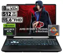 Falabella PORTÁTIL GAMER RYZEN 5 7535HS 8GB RAM 512GB SSD RTX 3050 4GB 15,6 FHD BLACK oferta