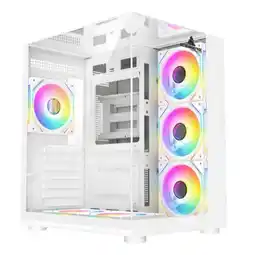 Falabella Chasis Gamer Crystal Cube S Blanco+ 6 Fans oferta