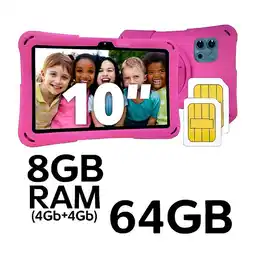 Falabella Tablet Niñas 10 Pulgadas 8GB RAM (4Gb+4Gb) Doble SIM Android 14 64GB Rosado oferta