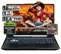 Falabella PORTÁTIL GAMER RYZEN 5 7535HS 16GB RAM 1TB SSD RTX 3050 4GB 15,6 FHD BLACK oferta