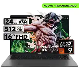 Falabella PORTÁTIL 16″ RYZEN 9 24GB RAM 512GB SSD WUXGA GRIS + KASPERSKY oferta