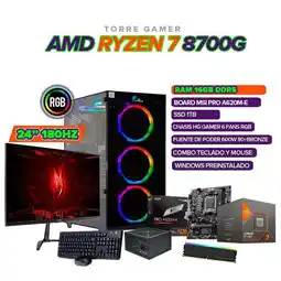 Falabella PC GAMER RYZEN 8700G BOARD A620 16GB RAM SSD 1TB +MONITOR 24 180HZ oferta