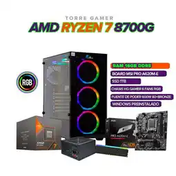 Falabella PC Gamer Ryzen 7 8700G/ 16GB DDR5/ SSD 1TB/ Board A620/ Chasis 6 Fans RGB oferta
