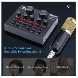 Falabella KIT MICROFONO + TARJETA DE SONIDO V8 ECUALIZADOR PROFESIONAL oferta