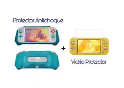 Falabella Protector Antichoque Case Turquesa + Vidrio Para Switch Lite oferta