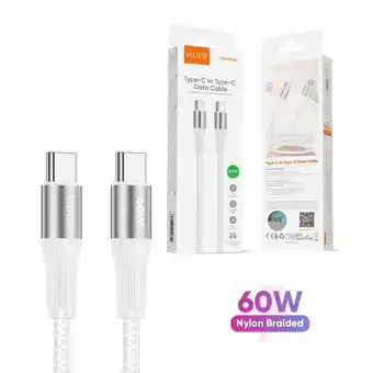 Falabella Cable de Datos Trenzado Carga Rapida 60W CB4038 Tipo C a Tipo C 1M oferta